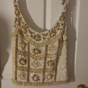 One of a kind sequence and embroidered halter